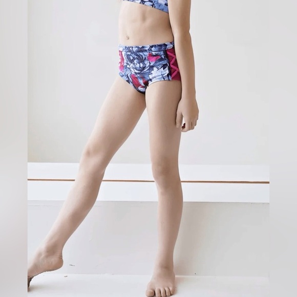 (2) Oh La La Dancewear Red/Blue Floral Dance Briefs Size Adult Medium - Picture 2 of 11